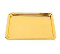 AKLOSIPY Bandeja para Servir Mesa Bandeja de Servicio de Alimentos de Aleación Rectangular Decorativa Dorada con Exquisito Diseño Floral para Sala de Estar y Hotel (L)