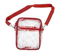 AKLOSIPY Bolso Mensajero Transparente - Bolso Hombro Transparente con Cremallera de PVC para Niños y Niñas - Diseño Gris (Rojo)