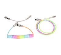 AKLOSIPY Cable de Teclado de Juego Luminoso RGB Personalizado: Cable de Resorte USB C Retráctil para Teclados Mecánicos (Tipo 3)