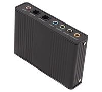 AKLOSIPY Canal de Tarjeta de Sonido USB Frecuencia de Muestreo de 48 KHz Tarjeta de Sonido Externa para PC y Computadora Portátil, 5. Configuración con Entrada de Micrófono y Salidas de Línea (Black)