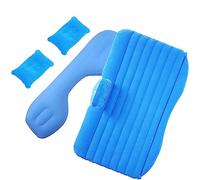 AKLOSIPY Colchón de viaje inflable portátil para coche, colchoneta flocada para SUV, autocaravana, camión, cama de camping compacta con respaldo y almohada, optimizado para el sudeste asiático (azul)