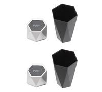 AKLOSIPY Cubo de Basura Elegante para Coche, 2 uds., con Tapa de Empuje Automática, Contenedor de Basura Portátil para Vehículos y Oficina (SILVER)