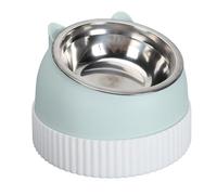 AKLOSIPY Cuenco Elevado para Gatos de Primera Calidad con Inclinación de 15°, Cuencos Dobles Deslizantes para Gatos y Perros, Diseño Fácil y Ergonómico en Blanco (Green)
