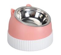 AKLOSIPY Cuenco Elevado para Gatos de Primera Calidad con Inclinación de 15°, Cuencos Dobles Deslizantes para Gatos y Perros, Diseño Fácil y Ergonómico en Blanco (Rosado)