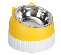 AKLOSIPY Cuenco Elevado para Gatos de Primera Calidad con Inclinación de 15°, Cuencos Dobles Deslizantes para Gatos y Perros, Diseño Fácil y Ergonómico en Blanco (Yellow)