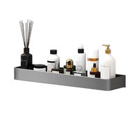 AKLOSIPY Estante de Almacenamiento de Baño de Aluminio Espacial Montado en la Pared, Elegante Estante Flotante con Diseño de Drenaje, Organizador de Baño Gris de Fácil Instalación (una Sola Capa)