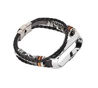 AKLOSIPY Ethnic R Leather St Compatible con Mi Band 6 Correa de Repuesto para Reloj Pulsera para Pulseras de Reloj Compatible con Mi Band 5 NFC para una Apariencia elegante. (plata