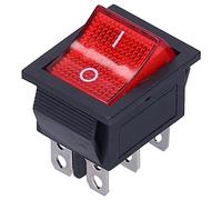 AKLOSIPY Interruptor Basculante Rojo KCD4 de 10 Piezas con Luz, Fuente de Alimentación de 6 Pines 2-15A/250V y Eficiente para Electrodomésticos