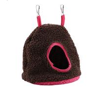 AKLOSIPY Jamón Marrón Oscuro: Cálida Cueva con Columpio para Pájaros Domésticos, Lugar para Dormir de Lana Bereber, Ideal para Periquitos, Cacatúas y Pájaros Pequeños (Marron Oscuro)