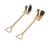 AKLOSIPY Juego de 2 Cucharas de Postre de Acero Inoxidable con Diseño Ergonómico para Helado, Fruta y Más, y Elegante Juego de Regalo, 2 uds. (de oro [Caja negra])