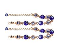 AKLOSIPY Juego de 2 Pulseras de Ojos Azules, Cadena de Aleación con Colgante de Diamantes de Imitación de Cristal único y Elegante Buena Suerte