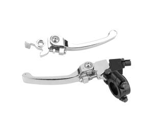 AKLOSIPY Maneta de Freno y Embrague Plegable, Palanca Ajustable con Distancia Multinivel, 22 Mm Aleación de Aluminio Cromada, for Motos de Cross Scooters y ATV