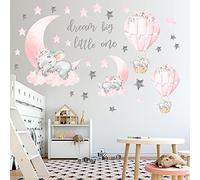 AKLOSIPY Pegatinas de Pared de Elefante con Luna y Adorables Pegatinas de Globos Calientes para Decoración de Dormitorio Infantil