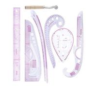 AKLOSIPY Regla de Costura de 7 Piezas con Reglas Curvas y Planas para Medición de Telas y Fabricación de Patrones - Ideal para Diseñadores Sastres