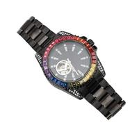 AKLOSIPY Reloj Mecánico Automático Colorido para Hombres, Reloj de Pulsera con Correa de Acero, Elegante Diseño de Cronógrafo para Uso Informal y de Negocios