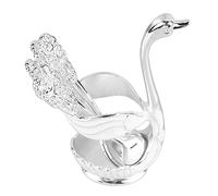 AKLOSIPY Titular de Cuchara de café Elegante, Esmalte de Espejo de Aleación Premium, para Fiestas, Oficina y Decoración del Hogar (Soporte Blanco Plateado con Cuchara)