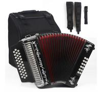 AKLOT Acordeón: 31 teclas 12 base G/C/F acordeón para adultos, instrumentos de acordeón diatónico para principiantes, acordeón con estuche, correa negra