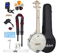 AKLOT Banjo Ukelele Concierto 23 pulgadas Remo Drumhead Open Back Maple Body 1:18 Advanced afinador con remolque Way Truss Rod Gig Bag Tuner Correa Picks