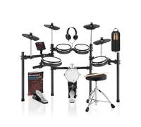 AKLOT Batería eléctrica con Kick-Tower: 4 almohadillas de malla de doble zona, tambor de patada estilo torre de 8 pulgadas, snare de 10 pulgadas, platillos de doble zona de 10 pulgadas con