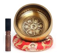 AKLOT Cuenco de meditación hecho a mano: juego de cuencos de sonido tibetano con tono puro, cuenco de baño con cojín, mazo, regalo espiritual para limpiar chakras, curación mental, yoga, oración