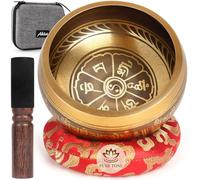 AKLOT Cuenco de meditación hecho a mano: juego de cuencos de sonido tibetano con tono puro, cuenco de baño con cojín, mazo, bolsa de transporte, regalo espiritual para limpieza de chakras, yoga,