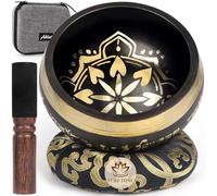 AKLOT Cuenco de meditación hecho a mano: juego de cuencos de sonido tibetano con tono puro, cuenco de baño con cojín, mazo, bolsa de transporte, regalo espiritual para limpieza de chakras, yoga,