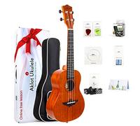 AKLOT Ukelele de concierto para zurdos con caoba maciza de 23 pulgadas Uke