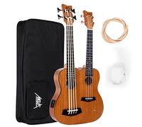 AKLOT Ukelele de doble cabeza/cuello de 28 pulgadas, Ubass hecho a medida, 4 y 8 cuerdas, ukelele completo de caoba con bolsa de concierto