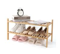 Akloya Zapatero de bambú, organizador de zapatos multiusos de 2 niveles, estantes pequeños para zapatos, plantas, libros, sala de estar, pasillo, dormitorio, baño (2 niveles)