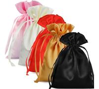 AKLVBL Bolsas de satén con cordón, bolsas de regalo de seda multicolor con cordón, 50 bolsas pequeñas de joyería con cordón, bolsas de recuerdo de boda, bolsa pequeña con cordón de 5 x 7 pulgadas