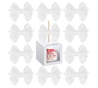 AKLVBL - Lazos blancos para bolsas de golosinas, lazos de satén de 3.5 pulgadas para manualidades, 25 paquetes de lazos pequeños para envolver regalos, lazos prefabricados para pasteles, caramelos,