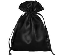 AKLVBL Paquete de 50 bolsas de satén negro de 6 x 9.5 pulgadas, pequeñas bolsas de regalo, bolsa de joyería con cordón, bolsas de recuerdo de boda, bolsas de baby shower, bolsas de regalo de satén