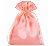 AKLVBL Paquete de 50 bolsas de satén rosa coral de 5 x 7 pulgadas, pequeñas bolsas de regalo, bolsa de joyería con cordón, bolsas de recuerdo de boda, bolsas de baby shower, bolsas de regalo de satén