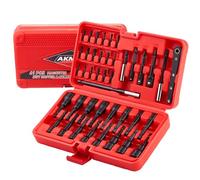 AKMTOOL - Juego de 41 destornilladores de tuerca magnéticos, vástago hexagonal de cambio rápido de 1/4 pulgadas | SAE y métrico | Acero Cr-V, juego de puntas de destornillador magnético con extensión