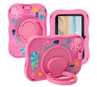AKNICI Silicona Funda para Haehne 7Tablet 360° Soporte Giratorio/Mango, Rosa - TopLuck, Veidoo V88, JIKOCXN