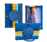 AKNICI Silicona Funda para JJGJ TB02 / QDDQ TBO2 / AWOW TB02 Tablet 10 Pulgadas, Funda con 360° Soporte Giratorio/Portalápices/Mango, Azul Oscuro
