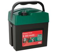 AKO Compact Power B 260 Multi, dispositivo para valla de pastos Classic, 9 V, dispositivo de batería seca, entrada de 0,38 J, voltaje máximo de 9800 V, para valla de hasta 4 km, fabricado en Alemania