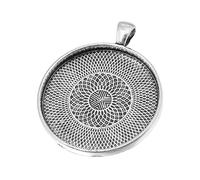 akoak 20 piezas 35 mm de diámetro plata envejecida redondo colgante de bandejas de colgante Blanks Cameo bisel Cabochon ajustes para Photo Charm o cabujón