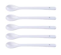 AKOAK 5 cucharas de porcelana blanca de 6.7 pulgadas con mango largo para mezclar café, postre, yogur, té con leche y helado
