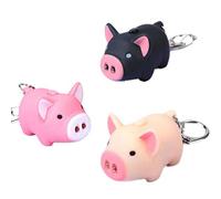 AKOAK Paquete de 3 llaveros con diseño de cerdito de cerdito de cerdito de dibujos animados, luz y sonido, diseño de cerdito