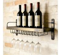 AKOGG Botellero De Pared Industrial，Estante De Pared para Botellas De Vino Y Copas - Organizador De Vino, Soporte Metálico, Estantería De Vino(80cm/31.5in)