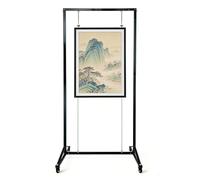 AKOGG Expositor de Cuadros Plegable en Aluminio con Ruedas - Panel Expositivo Modular para Galerías, Eventos, Pinturas y Fotografías(Black,100 * 180cm)