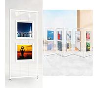 AKOGG Expositores De Pie Multifuncional,con Ruedas,Soporte For Carteles,Caballete,Estante de exhibición,Colgador Expositor Plegable para Pintura,Información Publicitario(White,100 * 200cm)