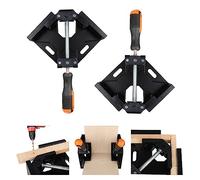 AKOLAFE 2 Piezas Sargentos Carpintero 90° Abrazadera de Ángulo Recto Sargentos de Apriete Roubst Clip de Esquina de Solo Mango con Mandíbula Giratoria Ajustable para Madera, Metal, Artesanía (Negro)