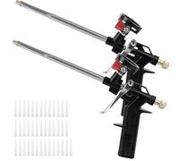 AKOLAFE 2 pistolas de espuma expansibles resistentes con 40 boquillas, pistolas de pulverización dispensadoras de espuma profesionales para calafatear, rellenar y sellar, sin lavado