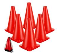 AKOLAFE 24 pilones rojos de 23 x 13 cm para entrenamiento de fútbol con bolsa de transporte, conos de marcador auxiliares, para interior o exterior, deportes, juegos