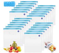 AKOLAFE 25 bolsas de vacío para envasar al vacio alimentos, reutilizables, con cierre de válvula, 30 x 34 cm, sin BPA, bolsas de vacío para frutas, verduras, viajes