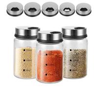 AKOLAFE 3 Piezas Botes para Especias 150ml Tarros de Especias con 4 Tipos de Dosificadores Botes Especias Cristal Frascos Especias Tarro de Almacenamiento para Sal,Azúcar,Pimienta,Especias,Guindilla