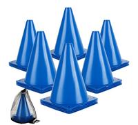 AKOLAFE 30 pilones azules de 18 x 13 cm para entrenamiento de fútbol con bolsa de transporte, conos de entrenamiento auxiliares, para interior o exterior, deportes, juegos