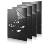 AKOLAFE 4 Piezas Metacrilato Negro 2mm Plancha A3 Plástico Rígido 42x30cm Lámina de Acrílico para Pintura, Bricolaje, Proyectos